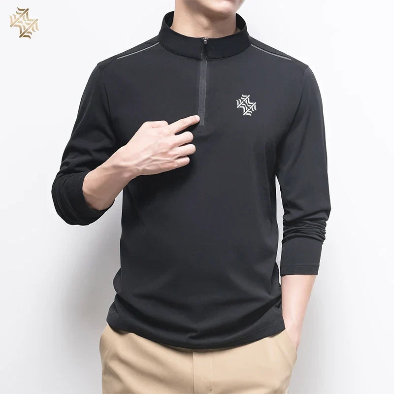 Autumn High Quality Men's Running Fitness Outdoor Sportswear Fashion Business Casual Breathable Long Sleeve T-Shirt Tops