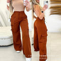 Wide Leg Trousers Solid Color Streetwear Fashion Cargo Pants