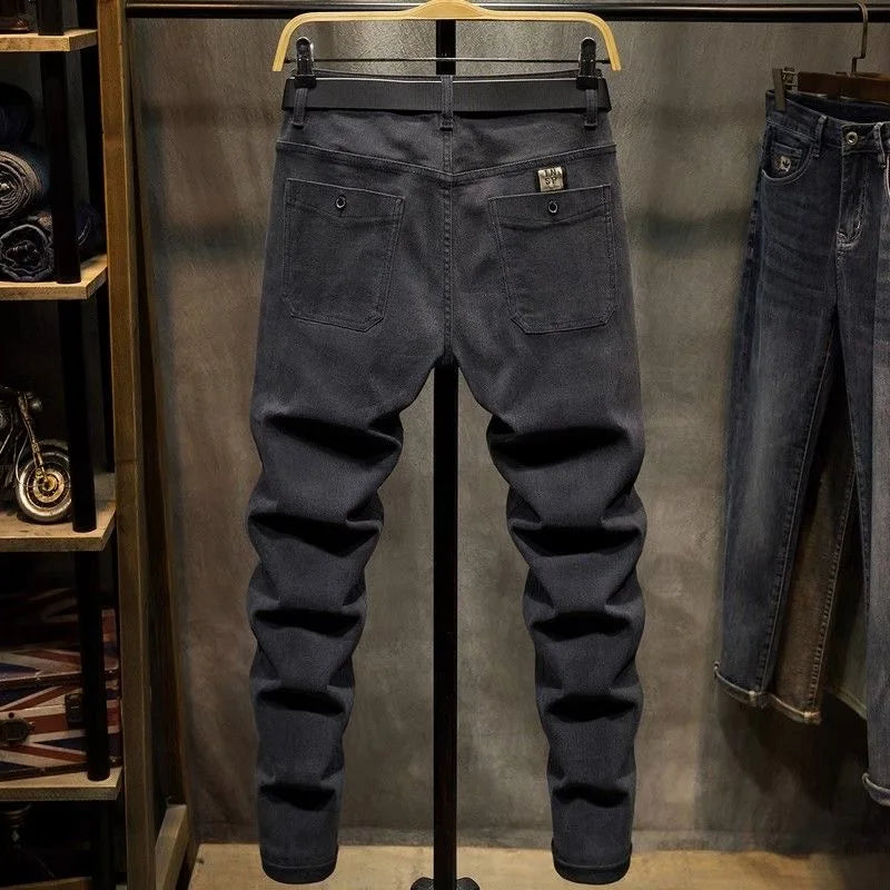 2024 Spring and Autumn New Fashion Solid Color Black Stretch Shorts Men's Casual Slim Comfortable Breathable High-Quality Jeans