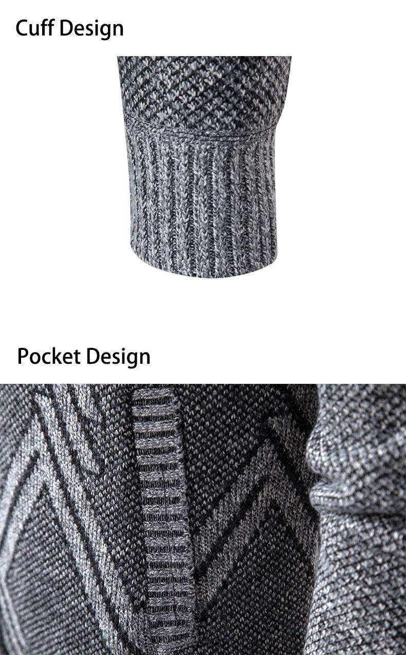 Men's Knit Cardigan Autumn Winter Sweater Coat Man Clothes Brown Blue Luxury Brand Button Fleece Lined Male Knitting Jackets