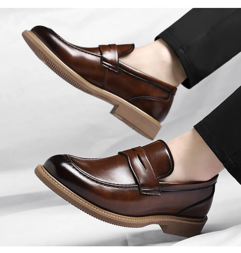 British Style Business Casual Shoes for Man Spring Autumn New Designer Leather Shoes Male Solid Color Men's Dress Elegant Shoe