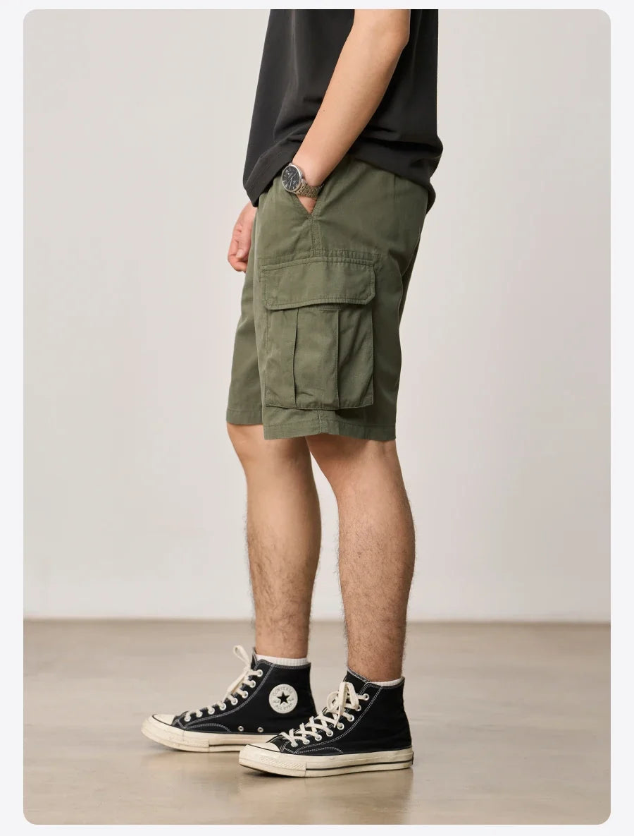 SIMWOOD 2026 Summer New Oversize 215gsm Tencel Lyocell Blend Fabric Cargo Shorts Men Fashion Outdoor Wear