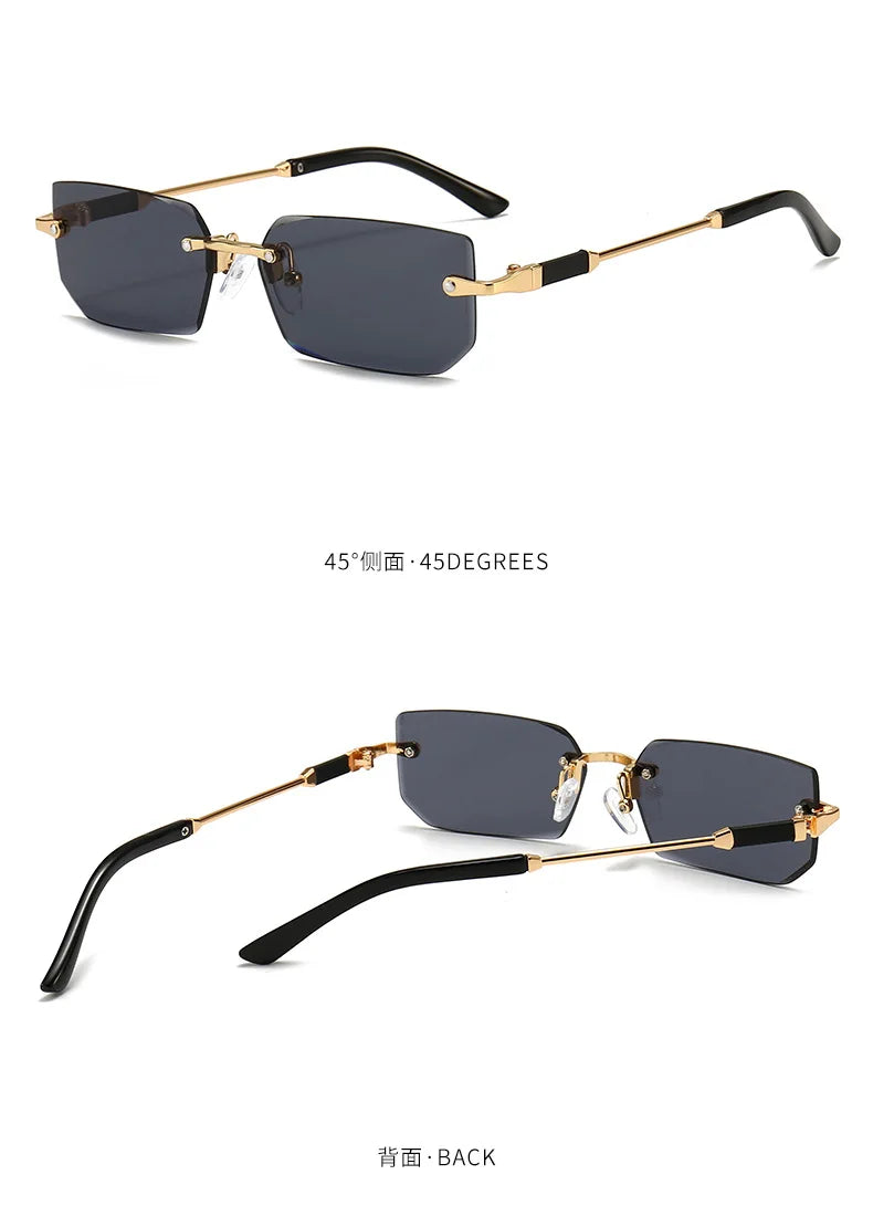 Fashion Rimless Rectangle Sunglasses Popular Women Men Shades Small Square Sun Glasses For Female Male Summer Traveling glasses