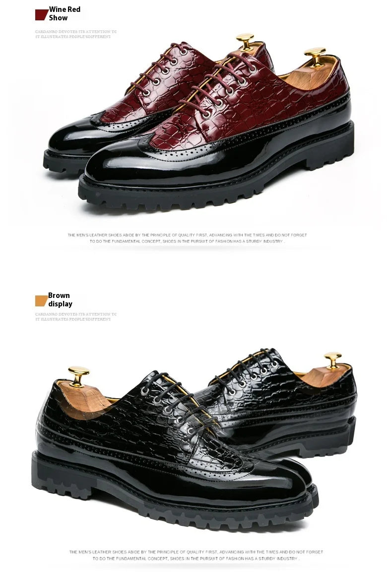 2026 new lazy man slip-on bean shoes men's business casual crocodile print 46 large size fringed leather shoes men
