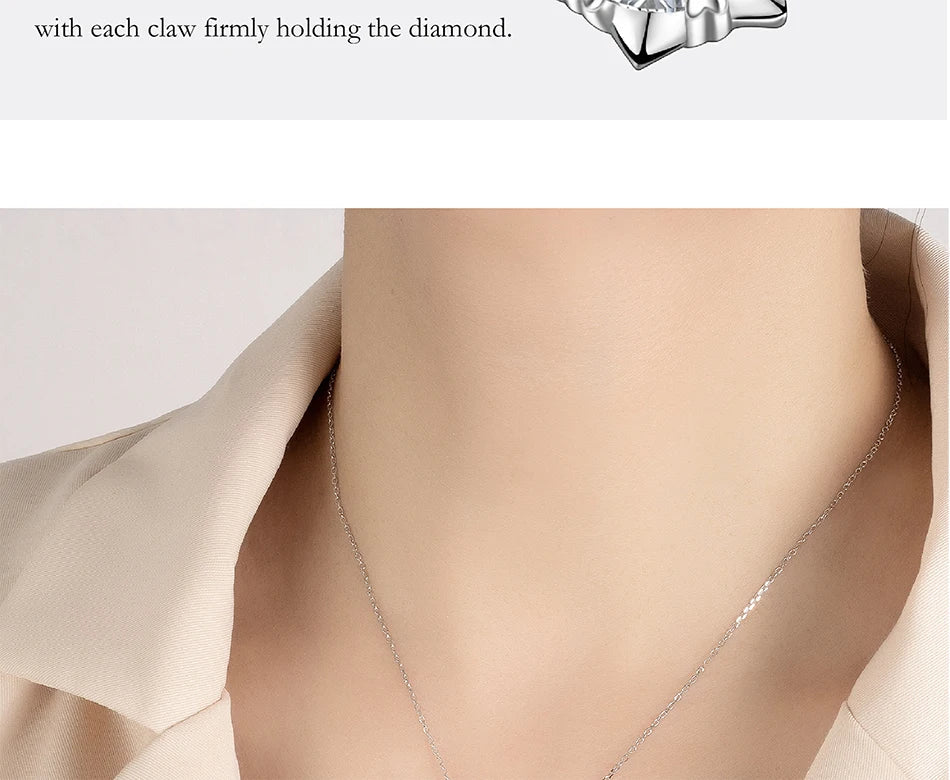 1-3CT Moissanite Women's Necklace S925 Pure Silver Snowflake Simulation Diamond Pendant Wedding High-end Jewelry