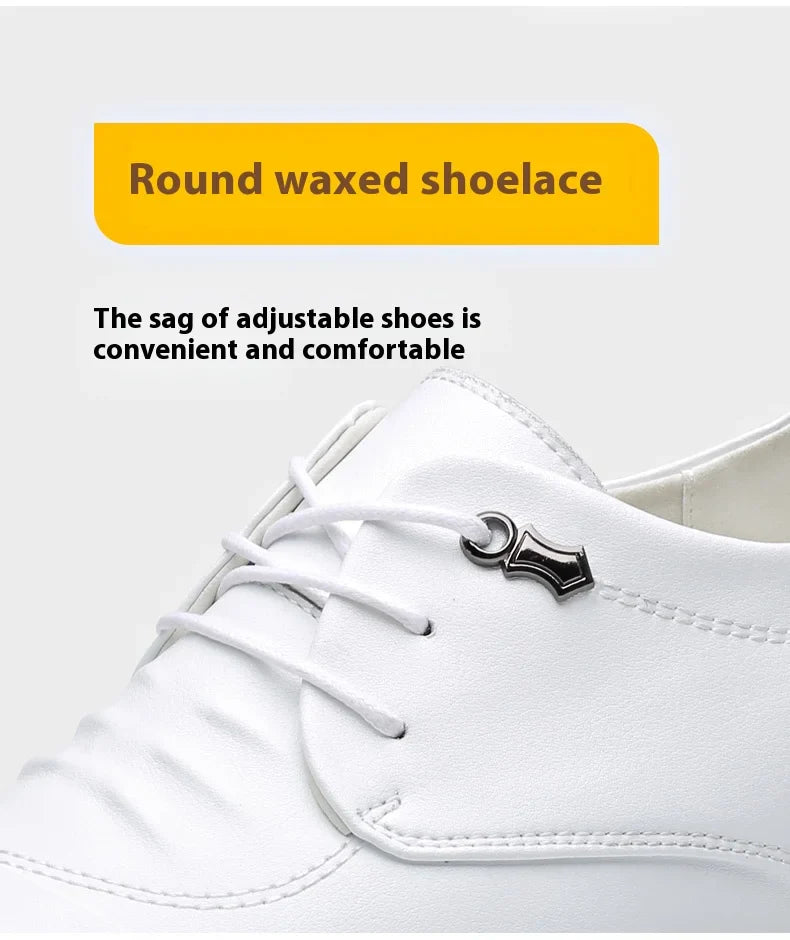 Business Men Oxford Leather Shoes Elevator Man Height Increase Insole 6CM White Black Thick Soled Formal Casual Shoes
