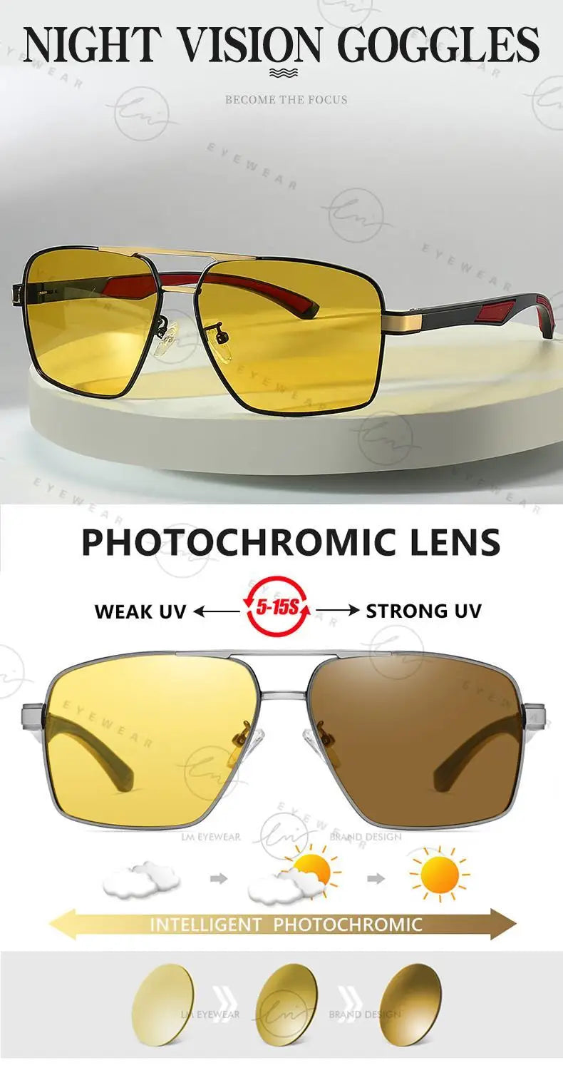 Outdoor Sport Intelligent Photochromic Sunglasses Polarized Man Night Vision Glasses Woman Anti-Glare Driving Goggle Unisex
