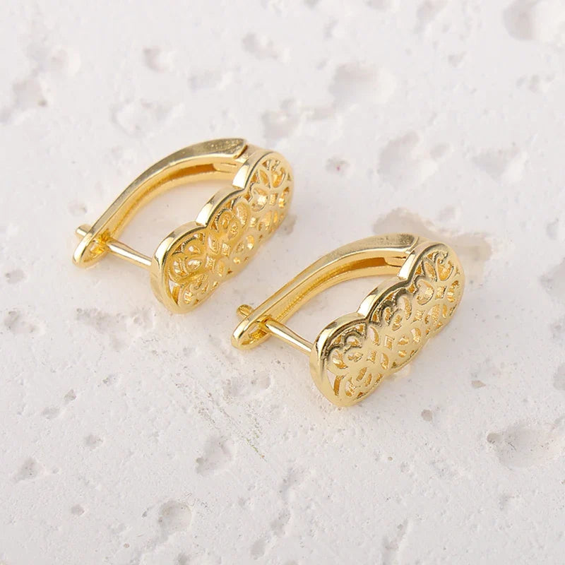 Morocco Trend 18k Gold Color Jewelry Set for Party Design Earrings and Pendant Necklace Bracelet Ring Set for Engagement