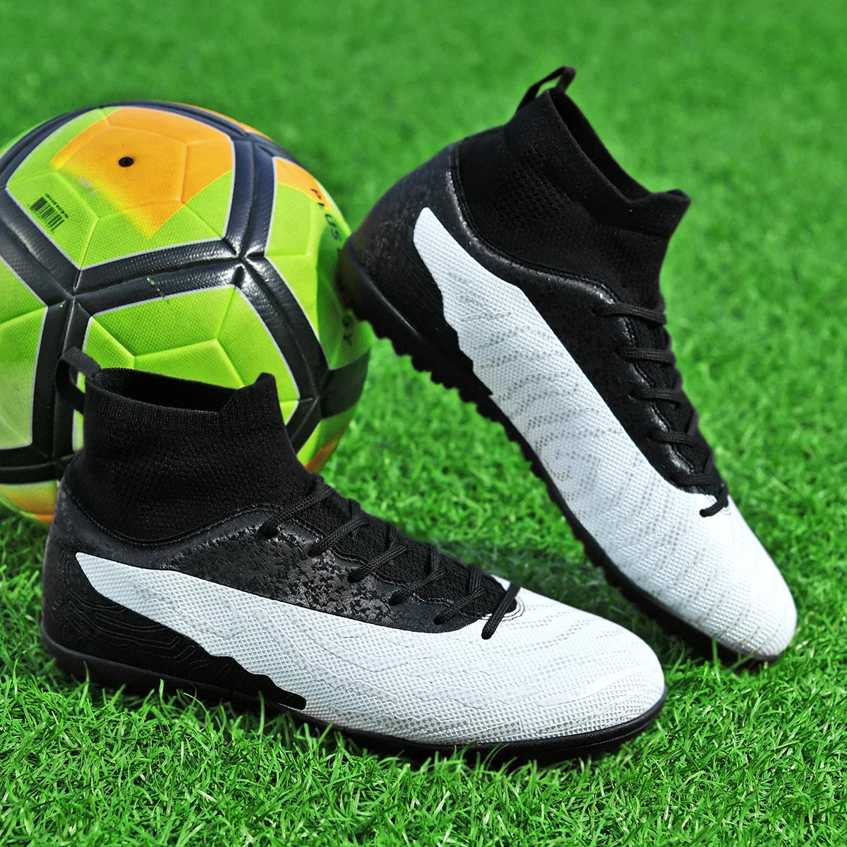 Men & Women TF Stud Football Boots, Anti-slip, Leather Material, Suitable for Student & Adult Training, Artificial & Natural Gra