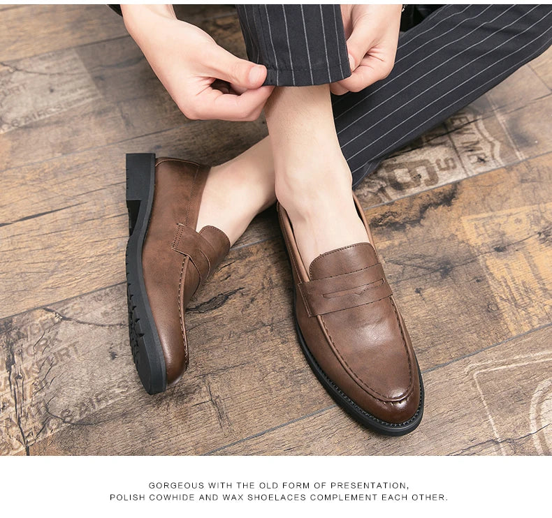 Men's Dress Shoes Formal Office Leather Brogues Shoes Male High Quality Casual Business Shoes Men Social Leather Loafers For Man