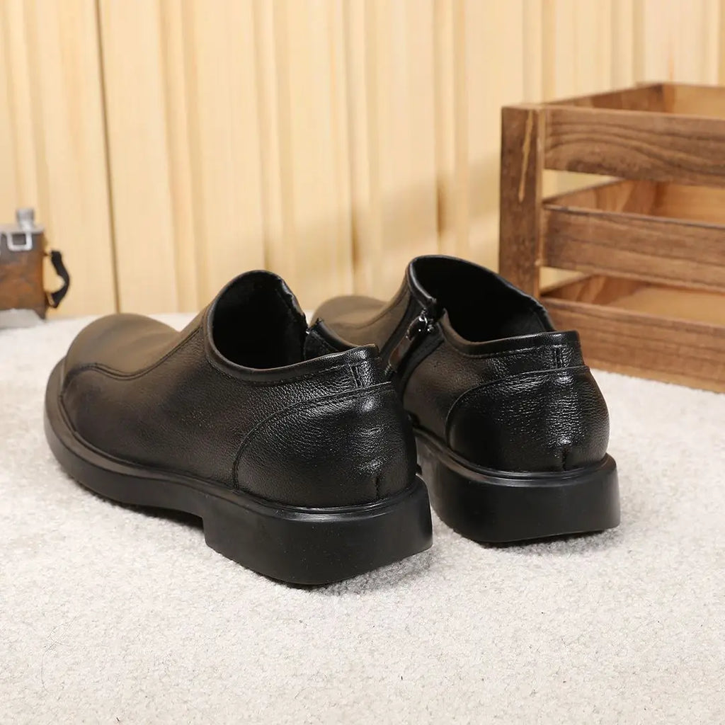 Round Toe Male Casual Shoe Office Brown Men's Leather Shoes Legitimate Retro Shipping Free Delivery Size 45 Designer Comfortable