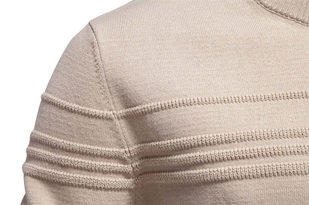 Mens Crewneck Pullover Sweater Knitted Cotton Stripped Quality Autumn Winter Warm Sweaters for Men