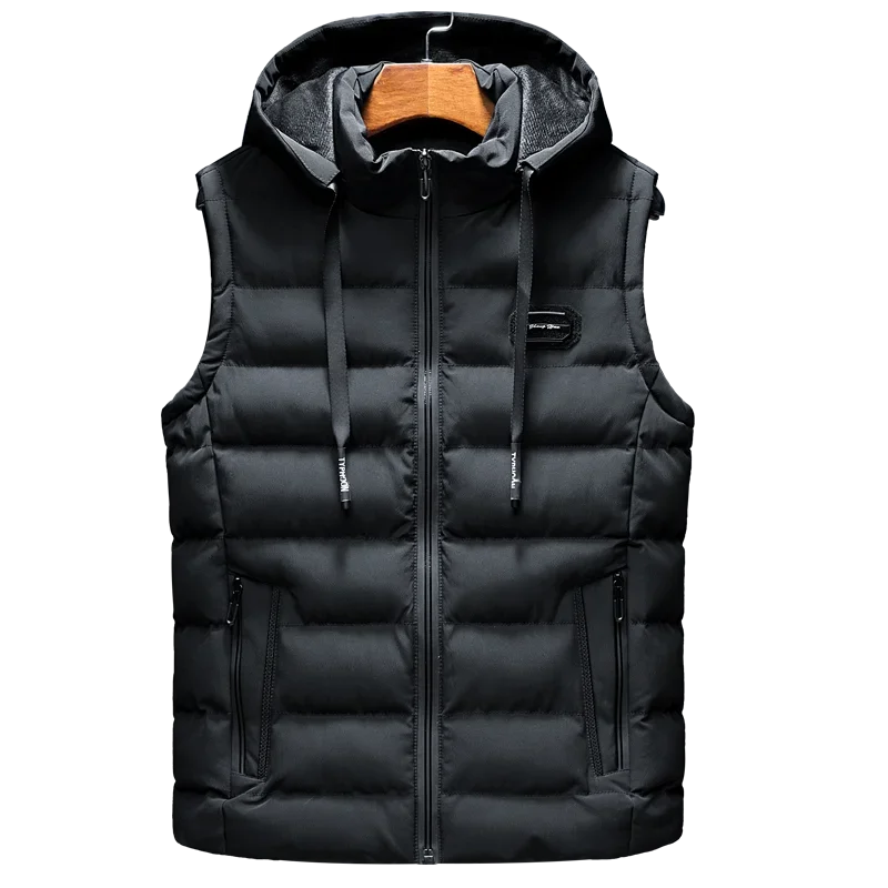 New Hooded Casual Vest Jacket for Men Autumn Winter Warm Sleeveless Jacket Fashion Comfortabel Zipper Waistcoat Plus Size M-6XL