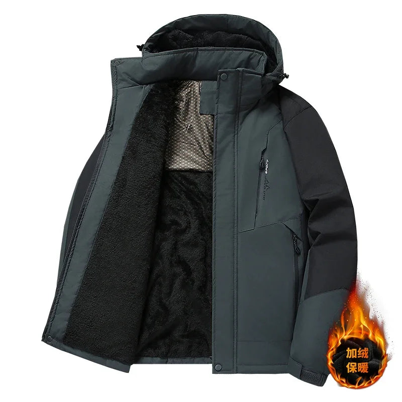 Large Size 8XL Winter Jacket Men Hooded Jumper Windbreaker Male Waterproof Windproof Warm Fleece Big Plus Thermal Outdoor Coat