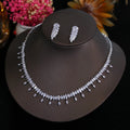 New CZ Simple Earring Necklace For Women Elegant Bridal Wedding Jewelry Set Bridesmaid Dinner Party Accessories， Gifts X0477