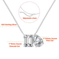 5cttw Radiant/Emerald Pear Cut Moissanite Diamond Pendant Necklace for Women  Certified 925 Silver 2-Stone Clavicle Neckchain