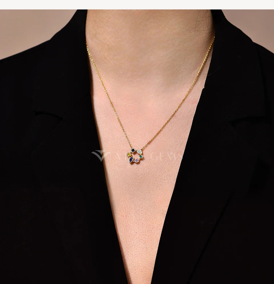 S925 Sterling Silver Necklace 18K Yellow White Gold Plated O-chain Pear Zircon Marquise Sapphire Jewelry Gift For Women