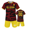 Belgium Customized Football Jersey for Kids Boys Soccer Jersey Set Personalized Summer Football Uniforms Girls Tracksuit 3-14Y