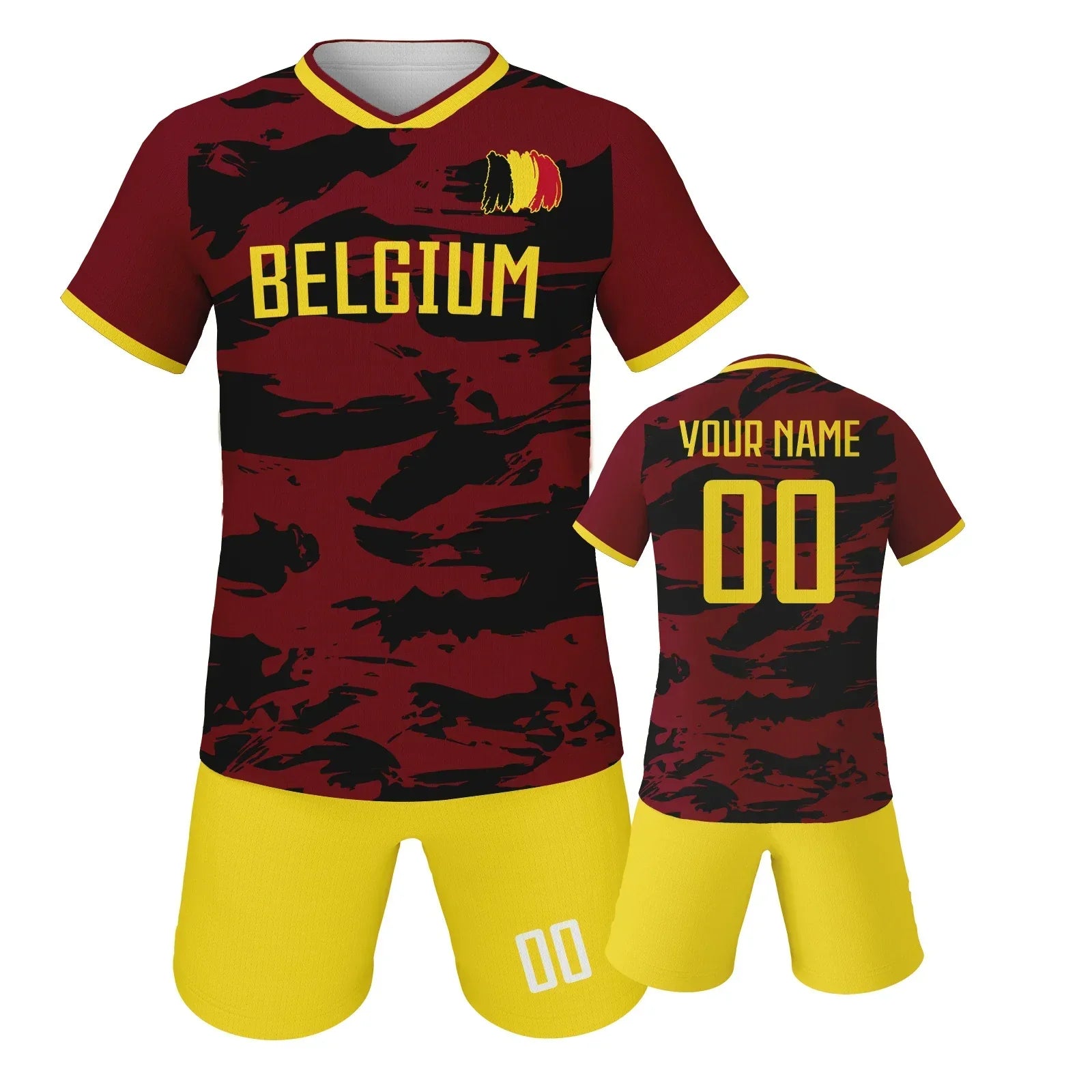 Belgium Customized Football Jersey for Kids Boys Soccer Jersey Set Personalized Summer Football Uniforms Girls Tracksuit 3-14Y
