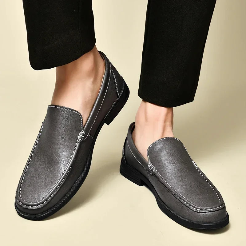 Leather Men Footwear Slip on Office Man Formal Shoes Wedding Party Men Dress Shoes Breath Driving Lazy Loafers Moccasins