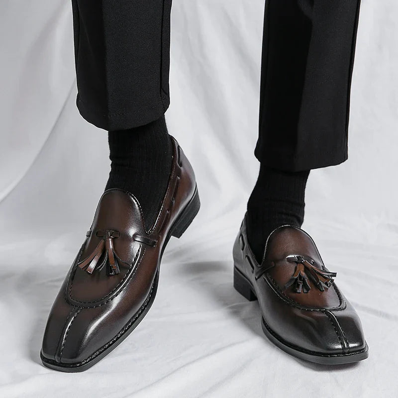 Fashion Shoe Office Shoes for Men Casual Shoes Breathable Leather Loafers Mens Driving Moccasins Comfortable Slip on 2023 Brown