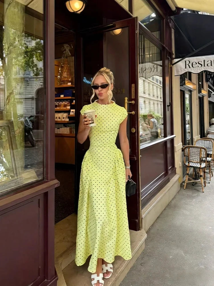 Women New Long Dresses Summer Elegant Upgraded Version Casual Polka Dots Party Dress Graceful Holiday Casual Slim Female Dresses
