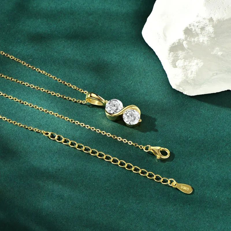 GRA Certified Moissanite Twisted Bowknot Pendant Necklaces for Women S925 Sterling Silver Jewelry Chains Wedding Gifs
