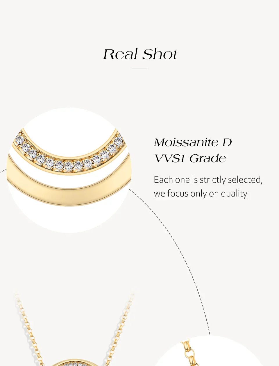 Full Moissanite Necklace DVVS1 18K Gold Plated 925 Sterling Silver Double Circle Round Pendant Women Party Fine Jewelry
