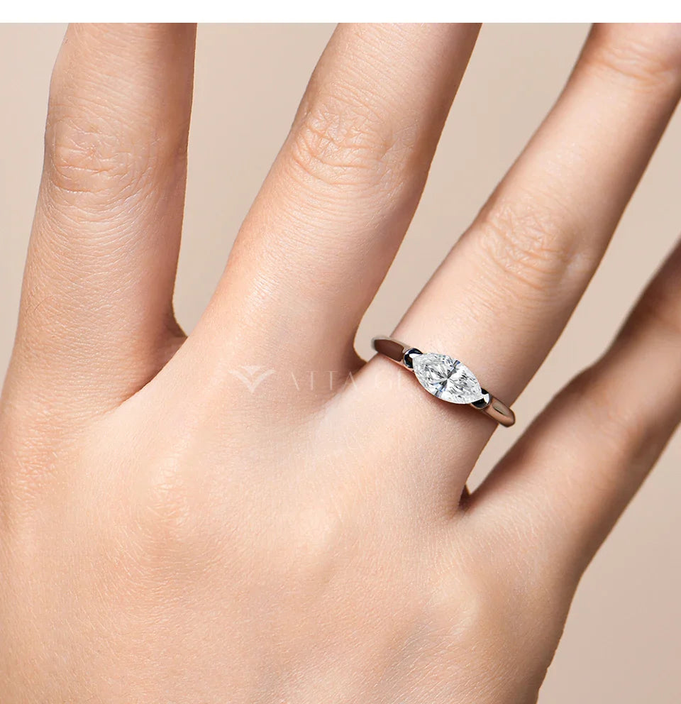 Hot Marquise Cut 1CT Moissanite Rings for Women Men S925 Silver 18K Gold Plated Classic Elegant Wedding Engagement ring