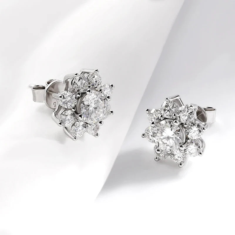 Full Moissanite Jewelry Set 925 Sterling Silver Sunflower Necklace Bracelet Earring Sets For Women Fine Jewelry GRA Tested