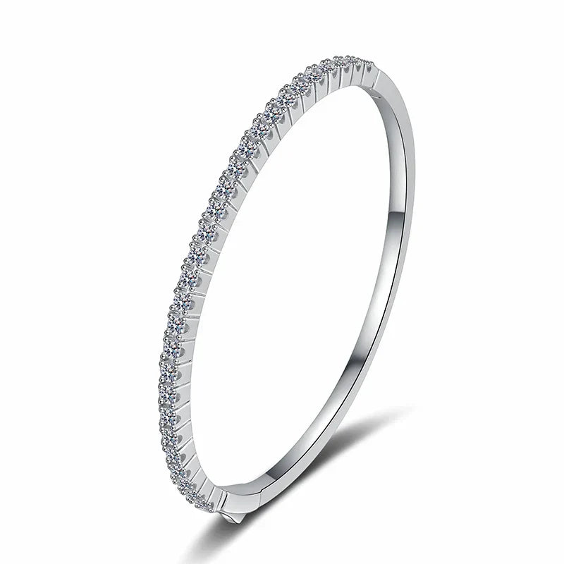 2.5mm All Moissanite Bangles for Women Luxury Sparkling Bracelets Wedding Birthday Gift 925 Sterling Silver Plated 18K