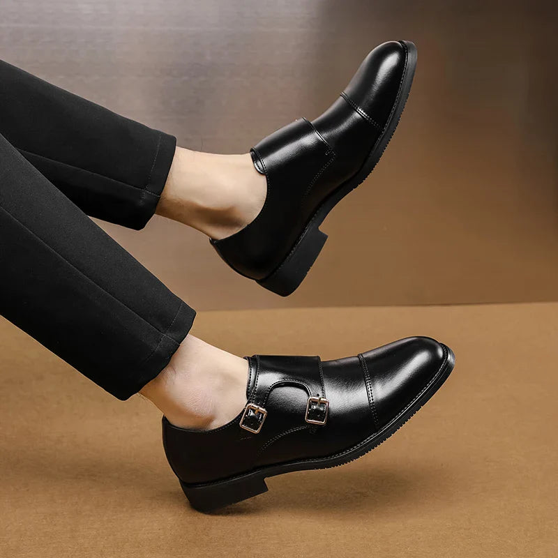 Luxury Brand New Men Casual Shoes Leather Men Fashion Double Buckle Loafers Mens Slip-on Board Oxford Shoes Spring Elegant Flats