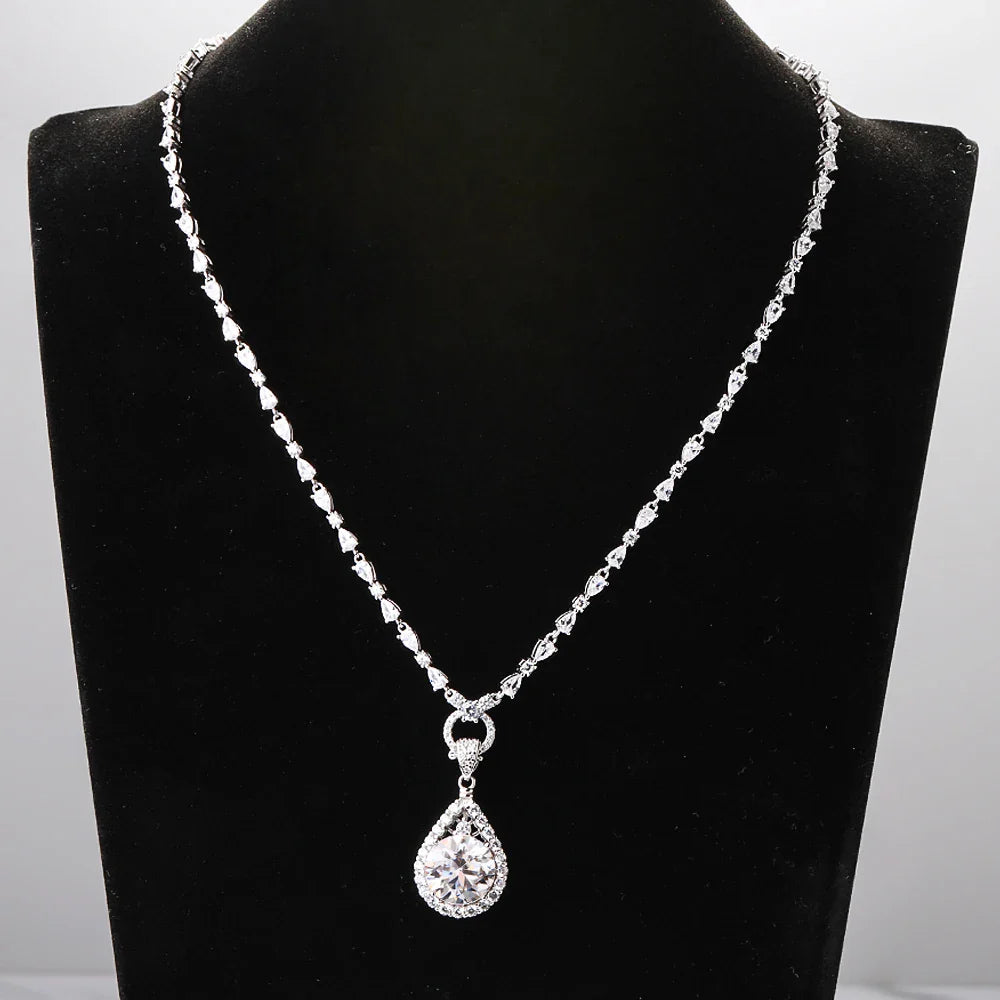 1-10carat Waterdrop Moissanite Diamond Pendant Necklace with High Carbon Tennis Neckchain 925 Sterling Silver Necklace for Women