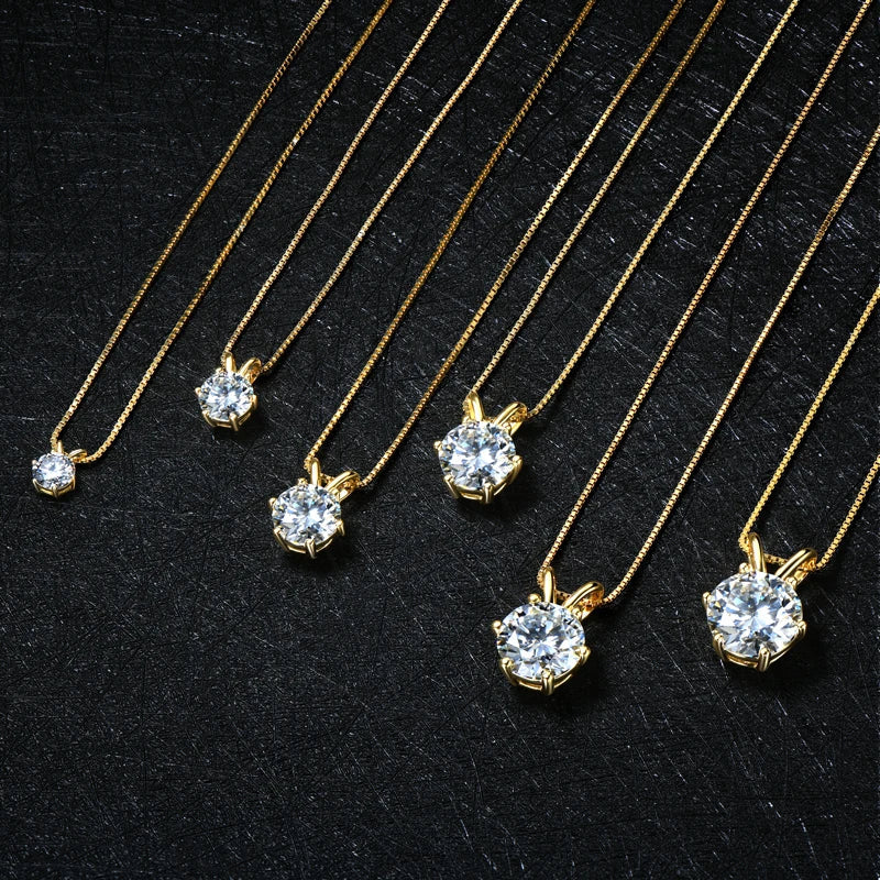Certified 0.5ct–5ct Moissanite Necklace Sparkling Solitaire Lab-Grown Diamond Pendant Necklaces for Women Daily Jewelry