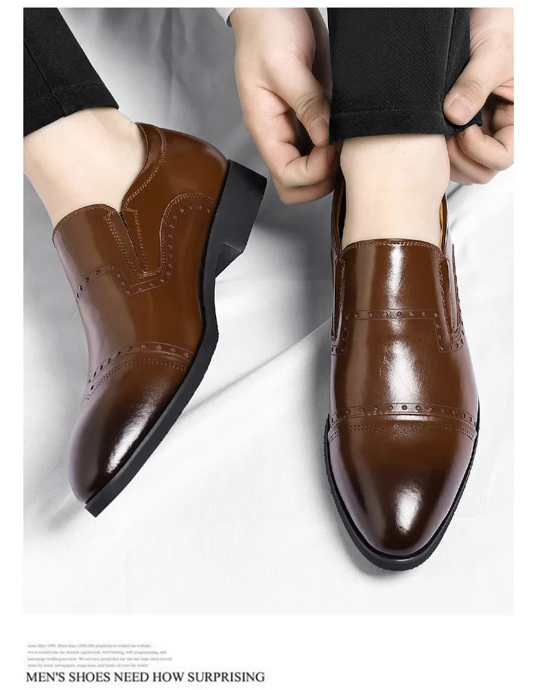 Big Size Dress Shoes for Men Solid Color Summer Autumn Fashion Business Casual Shoes Male British Style Cow Leather Shoe Man