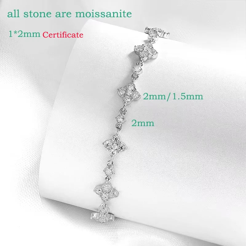 Full Diamond Moissanite Bracelets for Women Sparkling Girls Luxury Chains 100% 925 Sterling Silver Jewelry Plated 14K