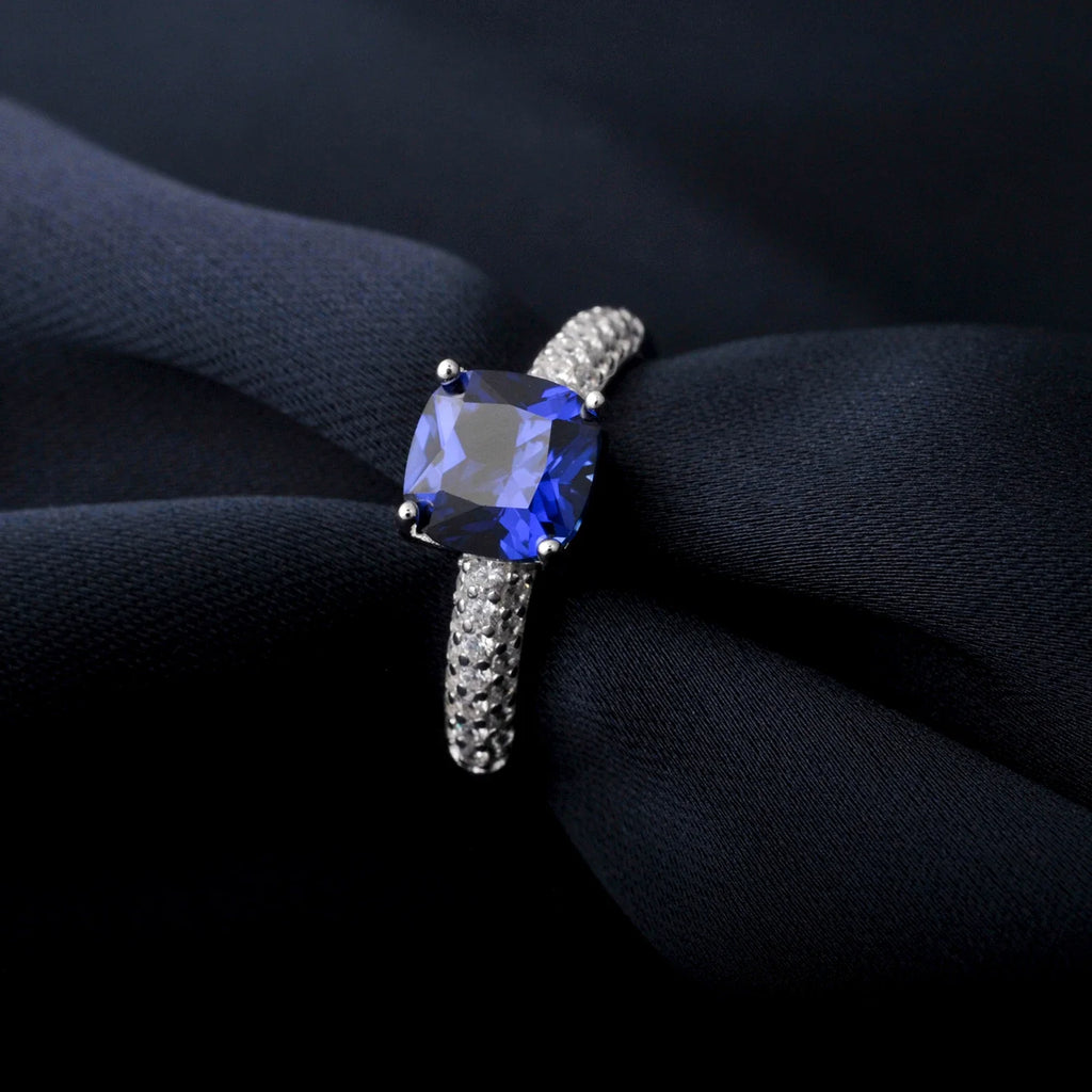 2.22ct Created Sapphire Nano Emerald Tanzanite Solitaire Ring 925 Sterling Silver for Women Daily Party Jewelry  sets gift