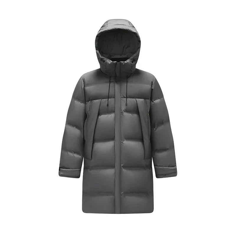 Down Jacket Men Long Hooded Loose Simple Versatile 2026 Winter Man Clothes Winter Outerwear