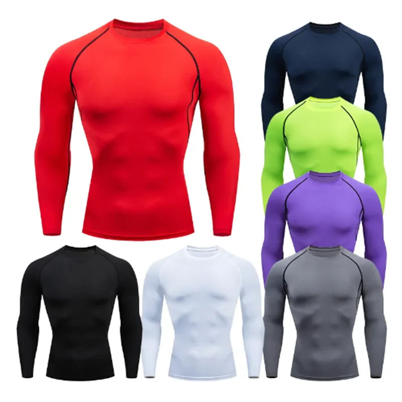 Men Sport T-shirt Quick Dry Bodybuilding Running Shirt Long Sleeve Compression Top Gym T Shirt Men Fitness Tight Rashgard