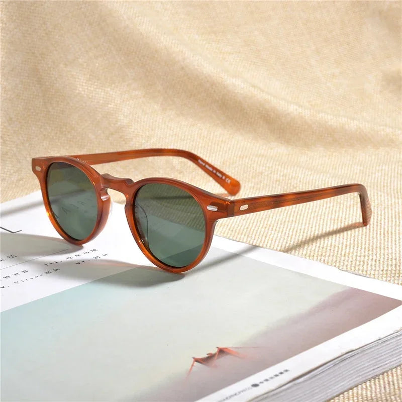 Gregory Peck Vintage Polarized Sun Glasses OV5186 Clear Frame Sunglasses Brand Designer Men Women OV 5186 Gafas Oculos with case