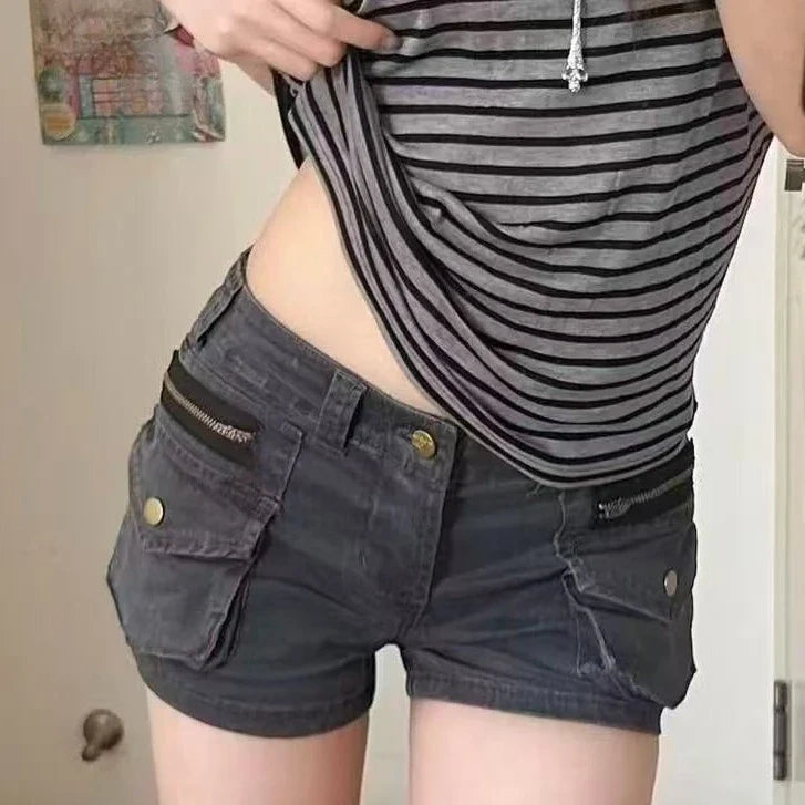 Harajuku Women's Jeans Shorts Y2K Grunge Vintage Streetwear Beach Jorts Clothes 2000s Denim Hot Pants Japanese 2025 Summer