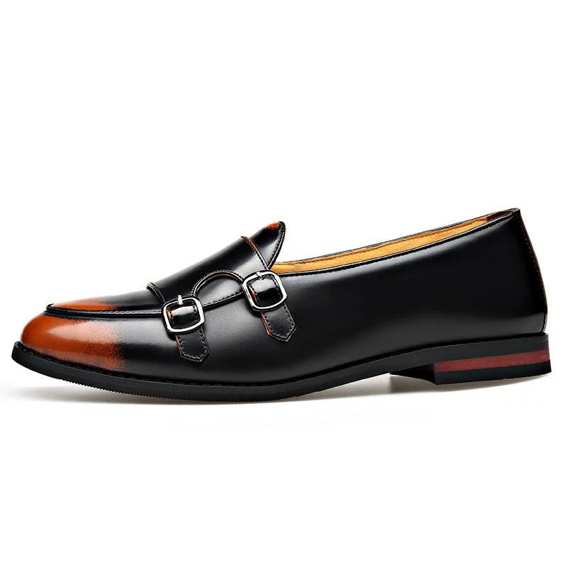 Spring Summer New Cow Leather Shoes for Men Buckle Designer Loafers Male Solid Color Big Size Fashion Business Casual Shoes Man