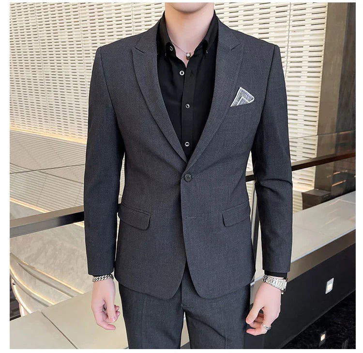 2025 Men's Business Suit Slim-fit Wedding Dress Two-piece Set M-4XL Stylish Handsome All-in-one Banquet Trousers