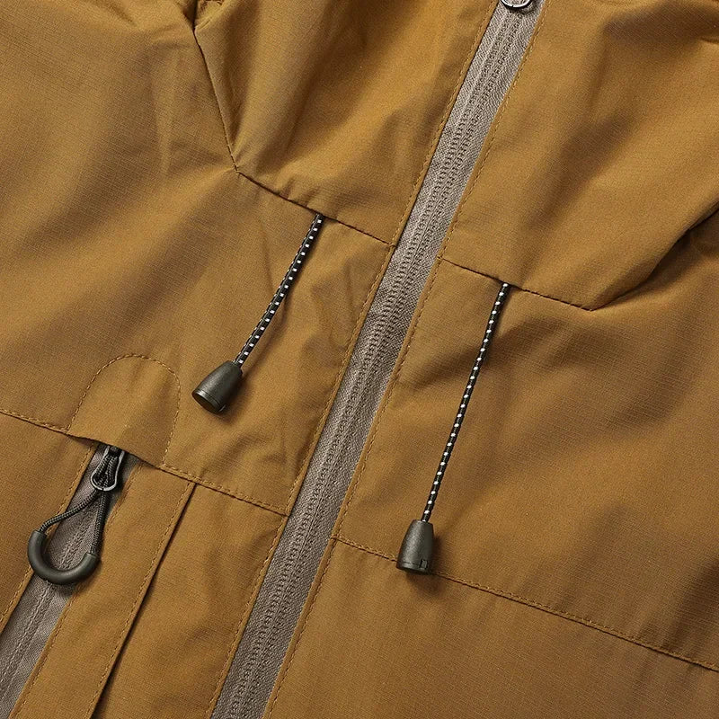 Men's Waterproof Running Jacket Caramel Women Windproof Windbreaker Hiking Camping Cycling Trekking Jogging Jackets