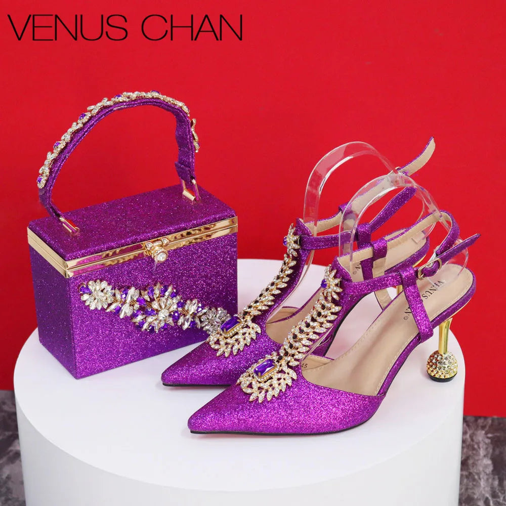 Women Party Shoes Matching Bag Set For Luxury Wedding Party