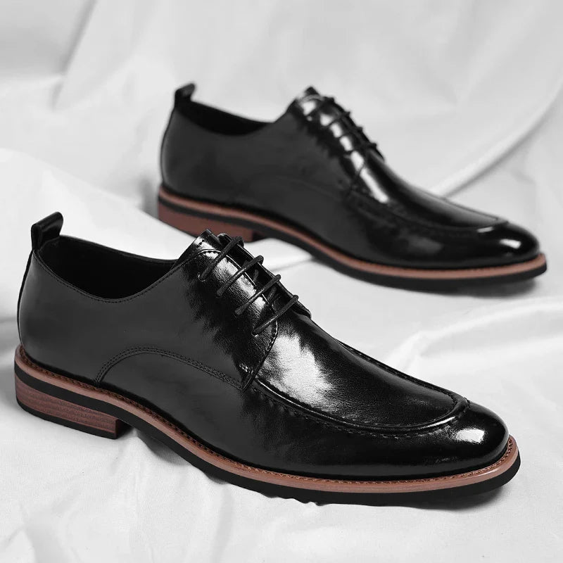 High Quality Male Oxford Shoes Leather Mens Casual Shoes Pointed Thick Bottom Business Brand Footwear Soft Comfortable Loafers