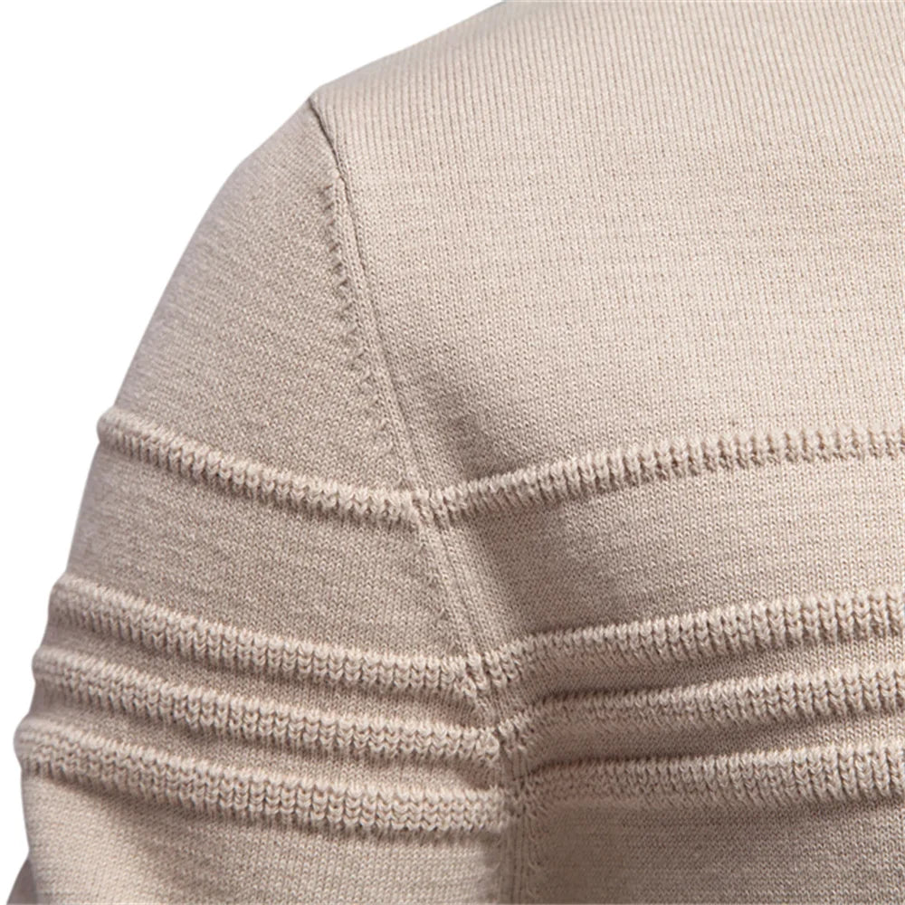 Mens Crewneck Pullover Sweater Knitted Cotton Stripped Quality Autumn Winter Warm Sweaters for Men