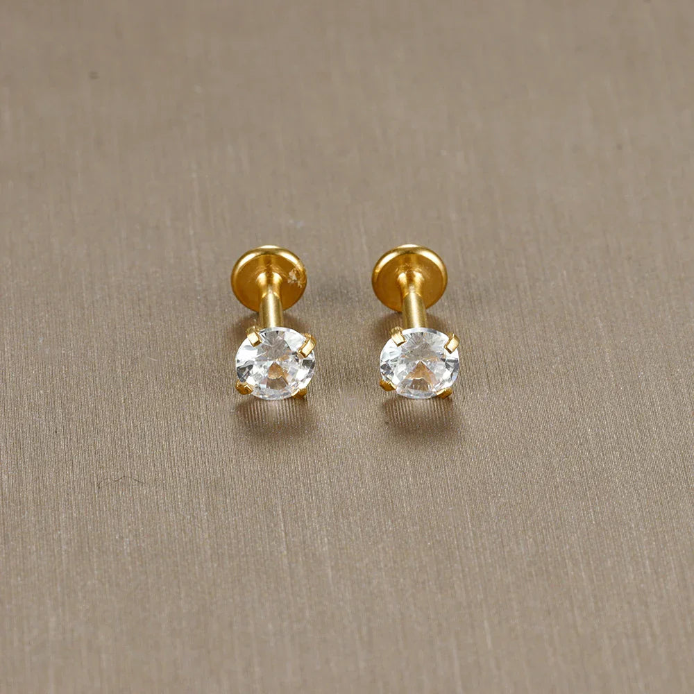 2PC Labret Tragus Stud Earrings 16G Surgical Stainless Steel CZ Crystal  Monroe Helix Cartialge Conch Medusa Lip Body Piercing