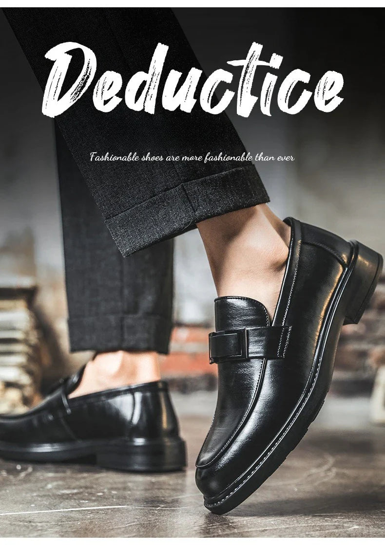 Spring Autumn New Black Dress Shoes for Men Business Designer Cow Leather Shoes Male Fashion British Style Casual Shoe Man