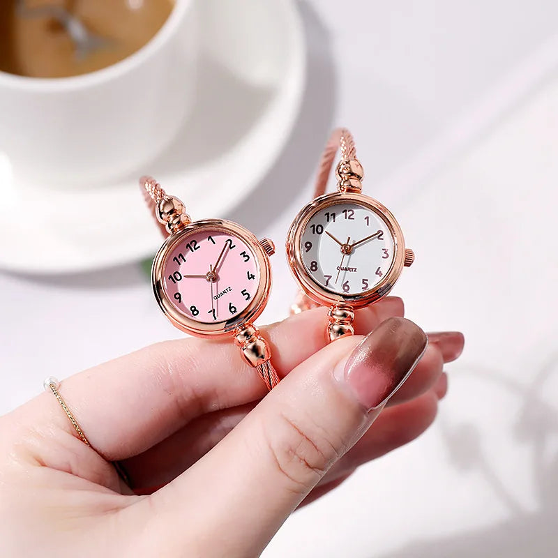 Women Watches Small Gold Bangle Bracelet Watch Stainless Steel Retro Ladies Quartz Wristwatch Clock Fashion Dress Watch